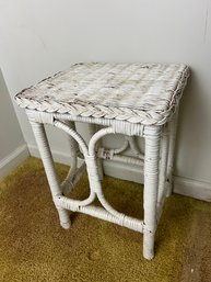 White Wicker Plant Stand - Shorter