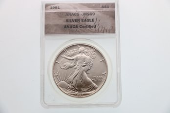 1991 Anacs Silver Eagle One Ounce Coin Ms69