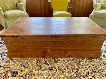 Large Vintage Pine Trunk With Removable Inner Tray