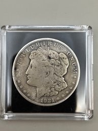 Beautiful 1921-S Morgan Silver Dollar In Plastic Case