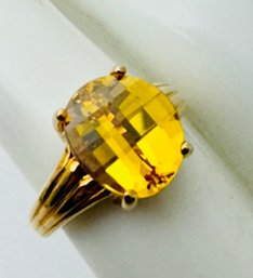 GOLD OVER STERLING SILVER YELLOW FACETED CZ RING