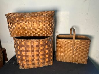 THREE EARLY ANTIQUE BASKETS