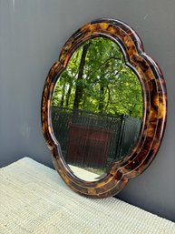 Exceptional Tortoise Quatrefoil Beveled Mirror