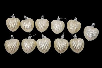 Vintage Mercury Glass Pale Yellow Textured Heart Christmas Ornament West Germany