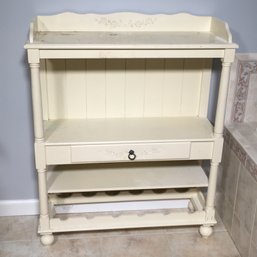 Country French Kitchen Shelf / Server - Cream Color - One Drawer - Spaces For Six Bottles At The Bottom