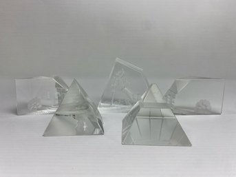 Steinbach Optical Etched Glass Scenic Paperweights (5)