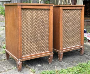 Pair Of Speakers In Walnut Veneered Cabinets