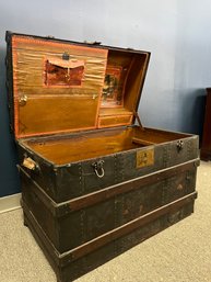 Antique Humpback Steamer Trunk