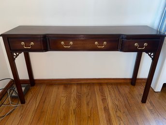 Wood Console / Sofa Table 3 Drawers With Brass Handles 54x14x30