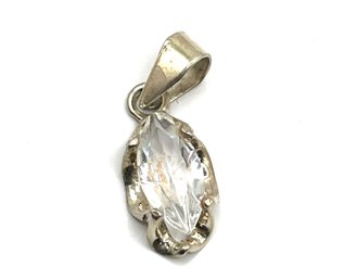 Vintage Sterling Silver Clear Stone Pendant