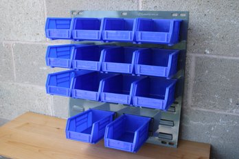 14 Drawer Parts Tray Wall Storage Unit In Blue