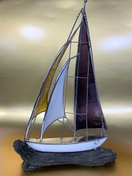 Decorative Leaded Glass Sailboat Sculpture