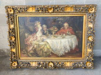 Huge Signed Oil On Canvas In Ornate Gilt Frame With COA