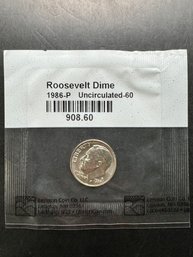 1986-P Uncirculated Roosevelt Dime In Littleton Package