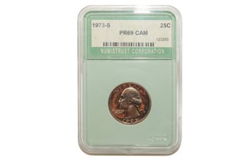 Numistrust Certified 1973-S Washington Quarter PR69 Cam