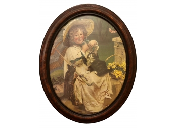 Vintage Print In Oval Frame