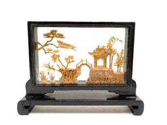 Vintage Encased Asian Cork Art