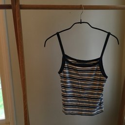 BRANDY MELVILLE, Cotton Knit Striped Tank Top Shirt, Blue/white, One Sz, Made In Italy