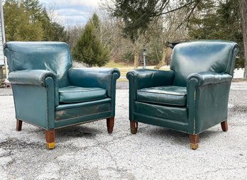 A Pairing Of Lovely Vintage Leather Arm Chairs