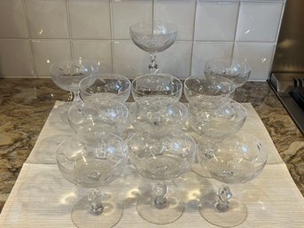 Set Of 12 Tiffan-Franciscan Crystal Champagne Glasses