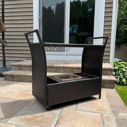 A Modway Convene Woven Synthetic Rattan Bar Cart