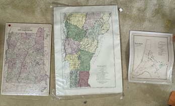THREE MATTED MAPS INC. VERMONT AND NEW HAMPSHIRE
