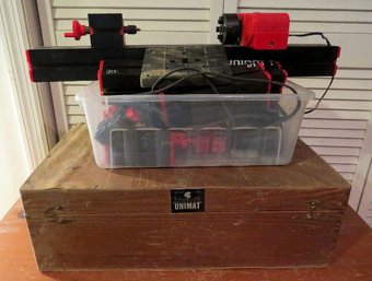 A Unimat Hobbyist Lathe With Accessories, Original Wood Box And Manual - Working