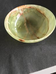 Green Onyx Gem Stone Bowl, 6 Inch Diam