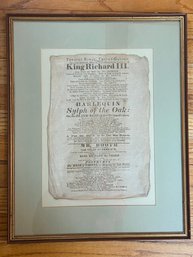 Antique Theatre Royal Covent-Garden 1817 Ad - King Richard III Matted Framed 16x20