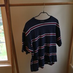 BRANDY MELVILLE, Cotton Jersey Short Sleeved Crew Neck Shirt, Navy/Red/White Stripes, One Sz, Made In Italy