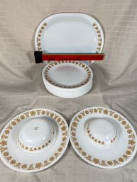 Vintage Corelle Livingware By Corningware Gold Flower Butterfly Pattern Dinnerware