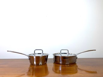 Pair Stainless Steel Cuisinart Covered Saucepans 814-16T And 833-20T