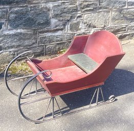 Deorative Wood And Wrought Iron Sleigh