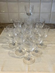 Set Of 12 Tiffin-Franciscan Crystal Wine Glasses - 5.25' Tall