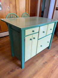 Country Style Wood Kitchen Island With Matching Chairs 48x31.5x36.25