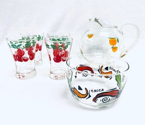 Vintage Kitschy Colorful Kitchen Glassware