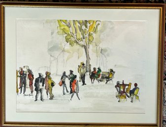 Wonderful Watercolor Painting Central Park Long Island New York Artist Howard Hardy