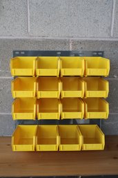 16 Drawer Parts Tray Wall Storage Unit In Yellow