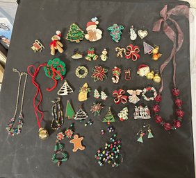 Lot Of Christmas Jewelry - Different Styles Of Pins, Necklaces, Earrings, Pendant, Bracelets. TA/A3