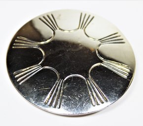 Large Hand Wrought Sterling Silver Signer GK HAND MADE Circular Brooch