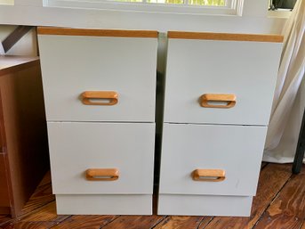 Pair Of Pale Grey Metal File Cabinets