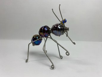 Iridescent Glass And Wire Ant Figure