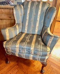 Vintage Wingback Carved Wood Armchair, Matches Chair In Lot 15