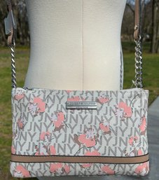 NWT Jones Of New York Faux Leather Floral Print Body Bag 9' L X 6' H