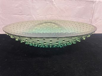 Green Footed Hobnail Glass Bowl