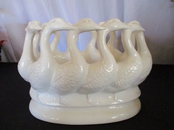 Vintage Oval Ceramic Geese Planter