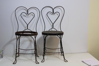 Pair Of Vintage Matching Metal Ice Cream Chairs