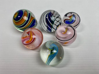 Art Glass Marbles And An Ornament (6)