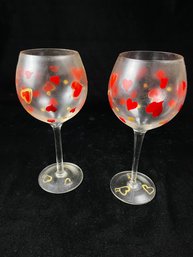 Heart Painted Wine Glasses