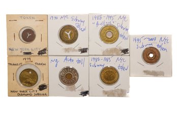 7 Vintage New York Subway Tokens